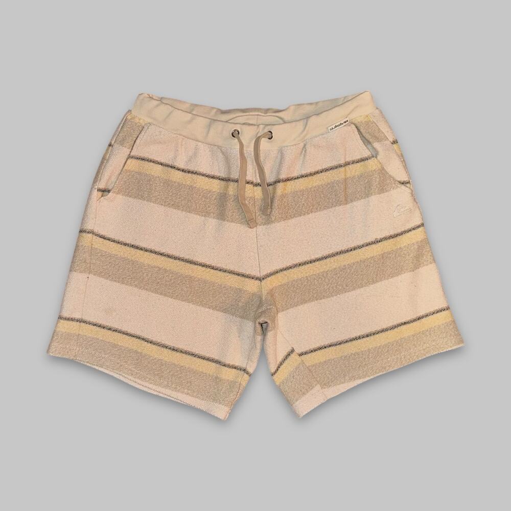 Quiksilver Striped Casual Shorts Beige & Yellow – Men’s Medium